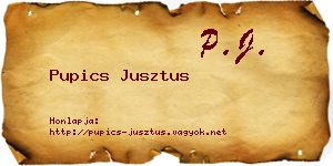 Pupics Jusztus névjegykártya
